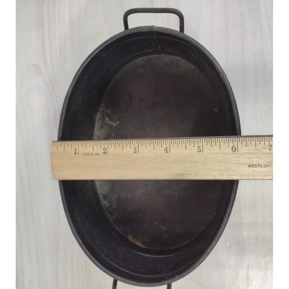 Vintage Oval Planter Pot Distressed Hammered Copper Color Metal Rustic Retro
